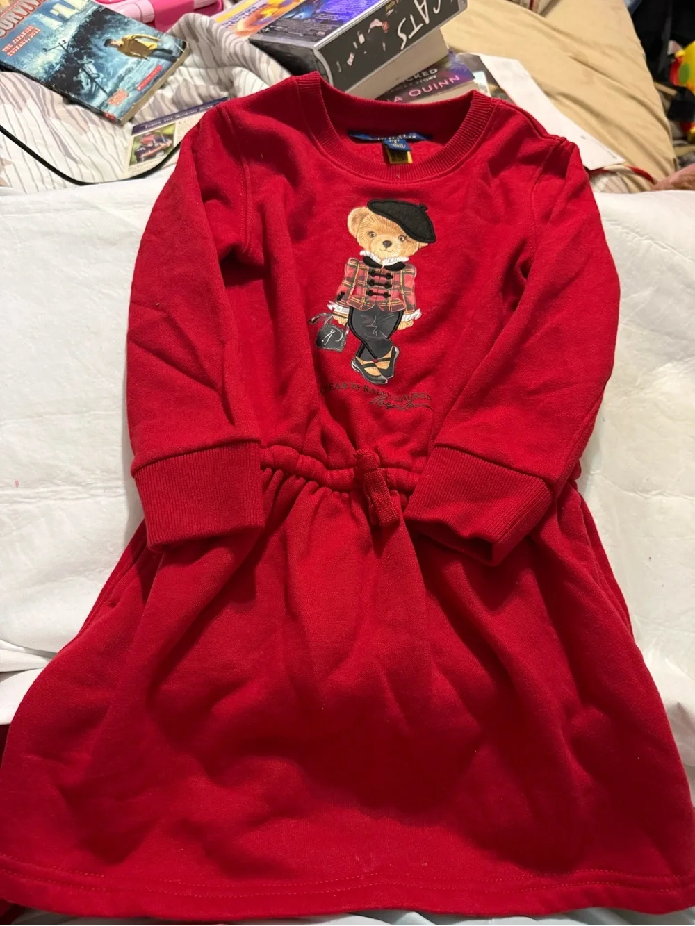 Polo by Ralph Lauren Red Bear Graphic Girls' Long-Sleeve Pajama Dress